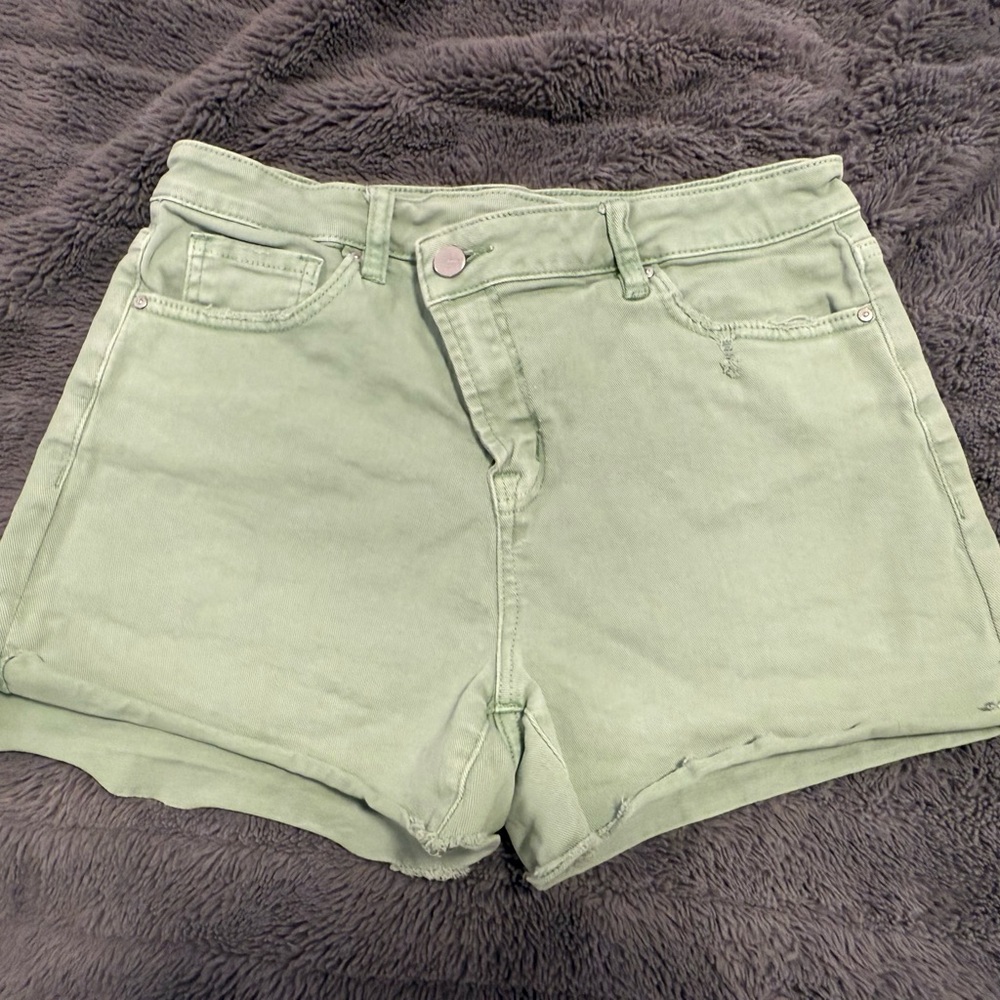 Mint Green High-Waisted Jean Shorts